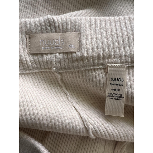 Nuuds Pants Womens 2XL Beige Ribbed Knit Wide Leg Lounge Pull On Soft Stretch - Picture 9 of 9